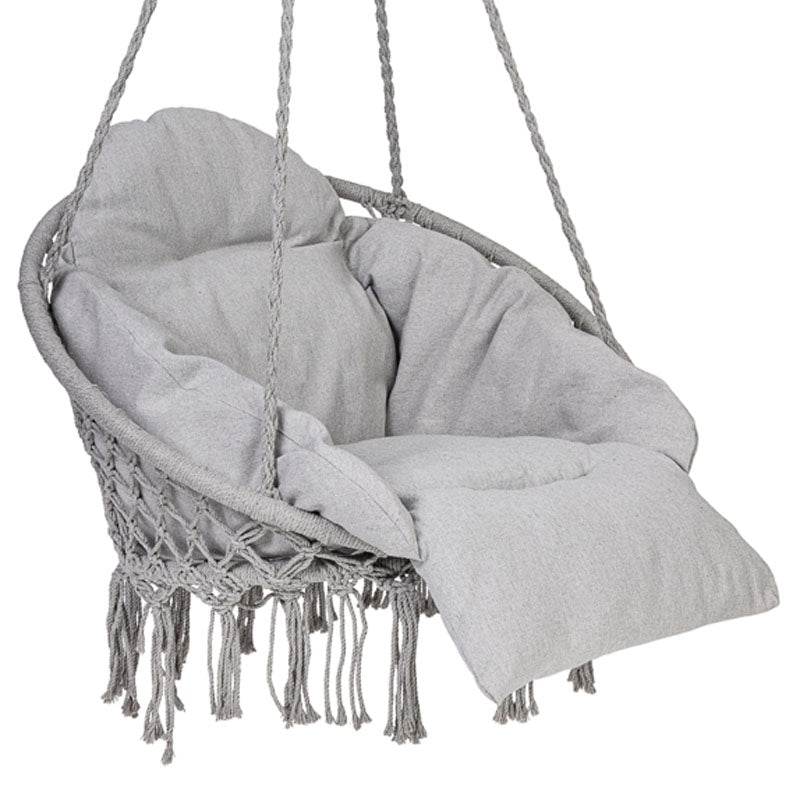 Scaun rotund tip leagan suspendat cu perna Confort Plus, casa sau gradina, gri