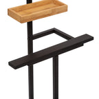 Suport haine valet 5Five Bamboo din otel si bambus, 44x22x114 cm, negru