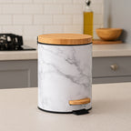 Cos de gunoi cu pedala 5Five Lea cu inchidere soft-close, PP si otel, 17x25 cm, alb