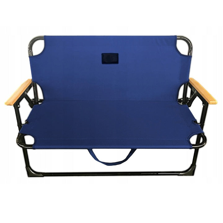 Bancuta pliabila dubla pentru terasa si gradina, structura metalica, 109x64x67 cm, albastru