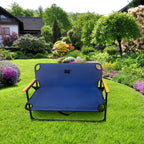 Bancuta pliabila dubla pentru terasa si gradina, structura metalica, 109x64x67 cm, albastru