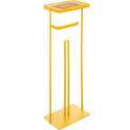 Suport hartie igienica 5Five cu raft depozitare, otel, 18x12x59 cm, galben