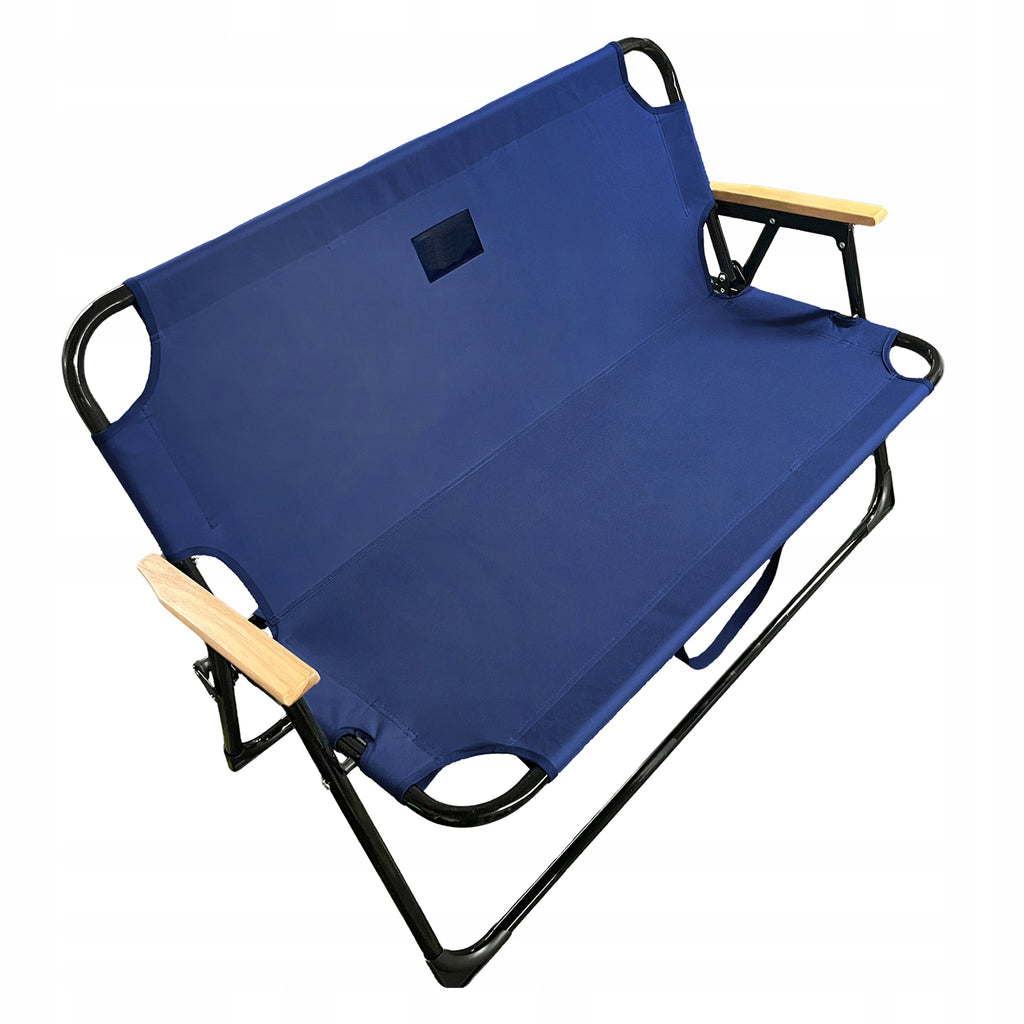 Bancuta pliabila dubla pentru terasa si gradina, structura metalica, 109x64x67 cm, albastru