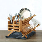 Suport vase pliabil 5Five Bambou, 42x35x25 cm, 2 niveluri, bambus natural, bej