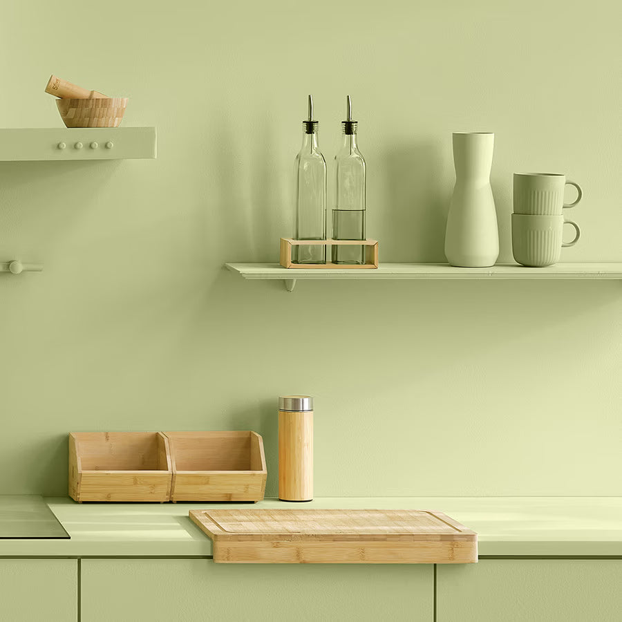 Tocator bucatarie 5Five Bamboo cu sant de colectare, bambus, 45x34 cm, natur