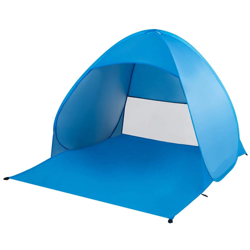 Cort plaja autoexpansibil POP-UP cu plasa ventilatie si protectie UV, 160x140x115 cm, albastru