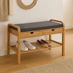 Banca suport pantofi 5Five cu 2 sertare, bambus, 74x34x55 cm, bej