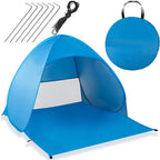 Cort plaja autoexpansibil POP-UP cu plasa ventilatie si protectie UV, 160x140x115 cm, albastru