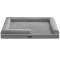 FEANDREA Pat ortopedic pentru caini, cu margini inaltate si husa detasabila, 120x85x20 cm, gri deschis