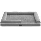 FEANDREA Pat ortopedic pentru caini, cu margini inaltate si husa detasabila, 120x85x20 cm, gri deschis