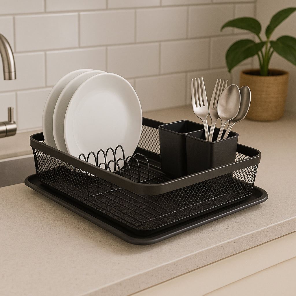 Suport vase 5Five Mayaj cu 1 nivel, otel si plastic, 43x32x13 cm, negru