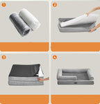 FEANDREA Pat ortopedic pentru caini, cu margini inaltate si husa detasabila, 120x85x20 cm, gri deschis