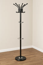 Cuier metalic 5Five cu 12 carlige si suport umbrele, otel si marmura, 182 cm, negru