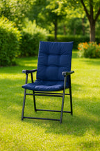 Scaun pliabil de gradina cu perna, structura metalica, 59x66x90 cm, albastru