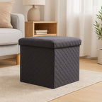 Taburet pliabil 5Five patrat cu spatiu de depozitare, MDF, 31x31x31 cm, gri inchis