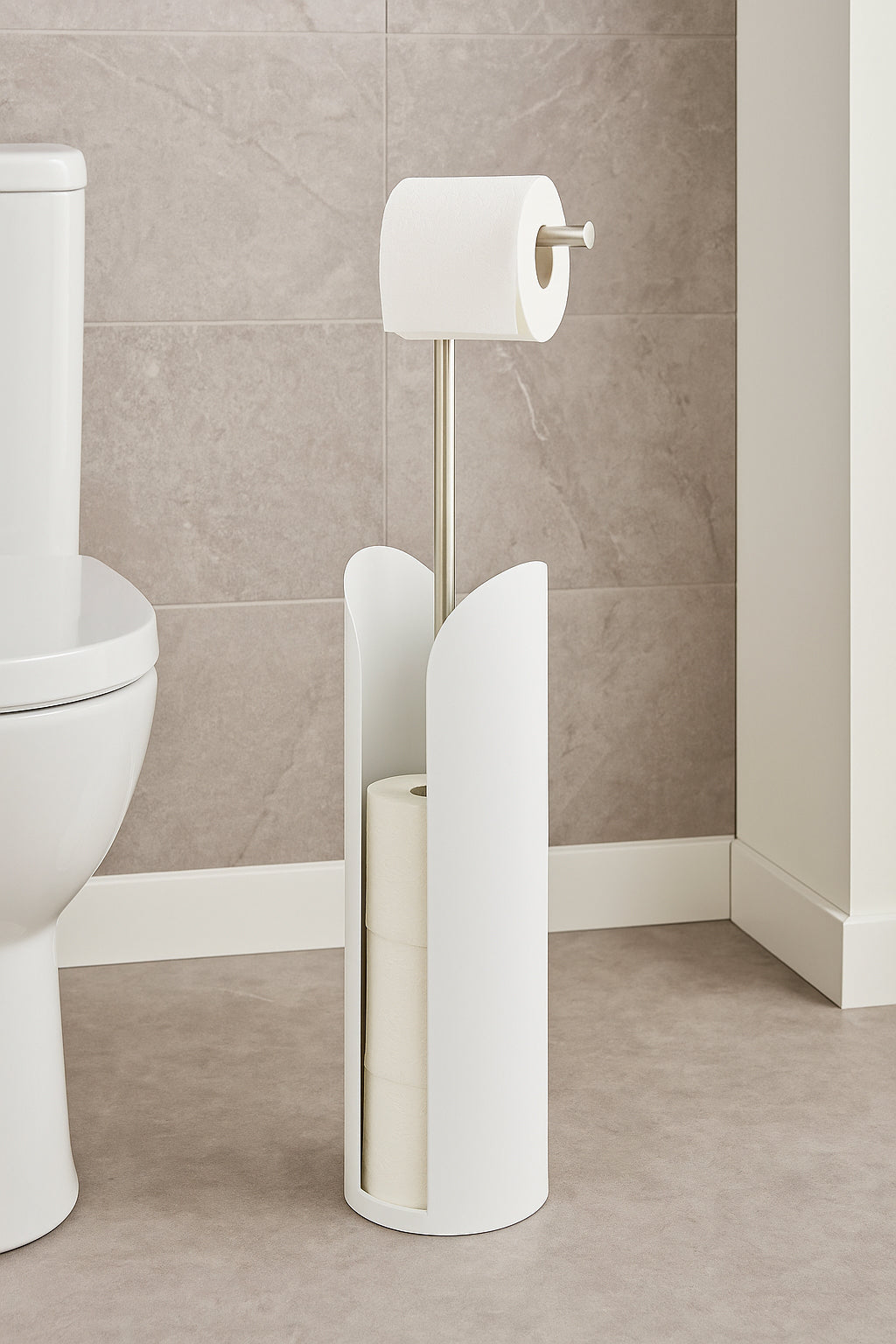 Suport hartie igienica 5Five Colors, otel, 15x60 cm, alb