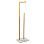 Suport hartie igienica 5Five Lea cu spatiu depozitare, bambus, 22x18x78 cm, alb si maro