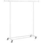 SONGMICS Suport pentru haine cu sina superioara extensibila, pe roti, reglabil pe latime, 45x(92-132)x160cm, alb