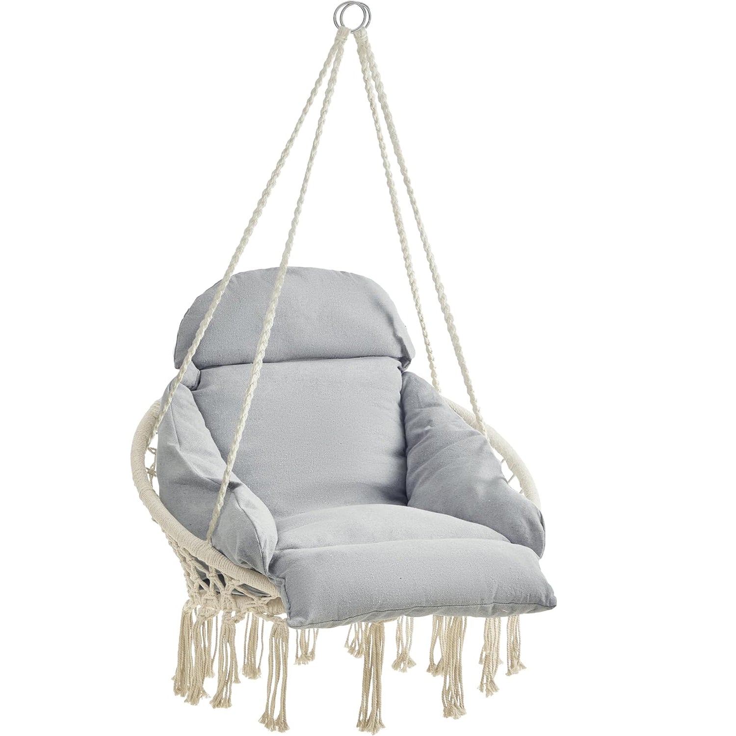 SONGMICS Scaun rotund tip leagan suspendat cu perna, pentru casa sau gradina, gri