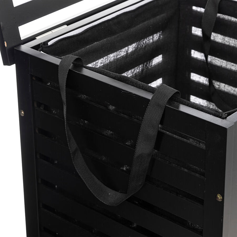 Cos rufe 5Five Sicela din lemn MDF, capacitate 65 litri, 40x40x58 cm, negru