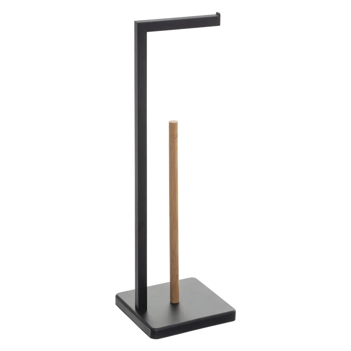 Suport hartie igienica 5Five Natureo, metal si bambus, 20x20x65 cm, negru