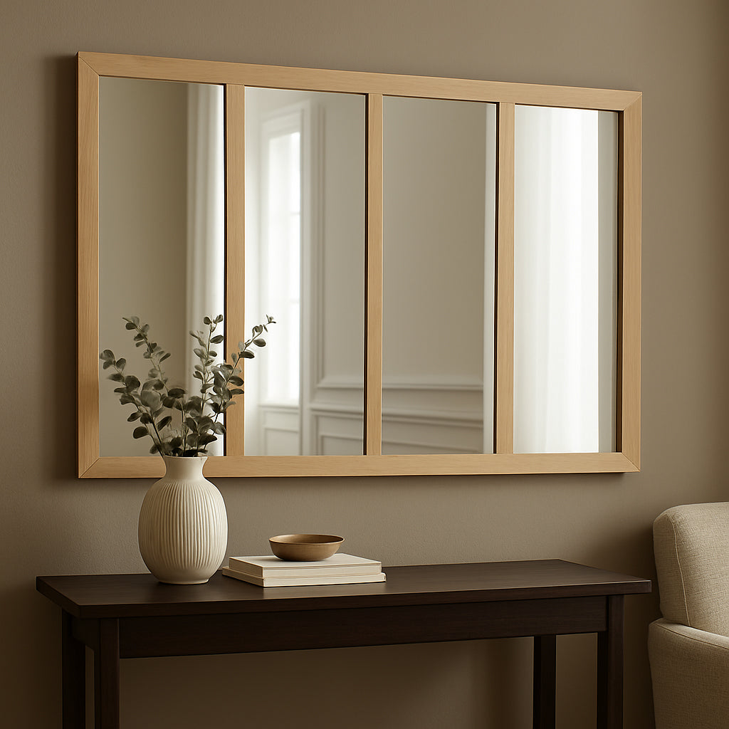 Oglinda Atmosphera Nae cu rama din lemn paulownia, 116x76 cm, montaj vertical/orizontal, natur