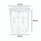 Masuta cafea cu depozitare Atmosphera Kumi, otel, 37x40 cm, alb