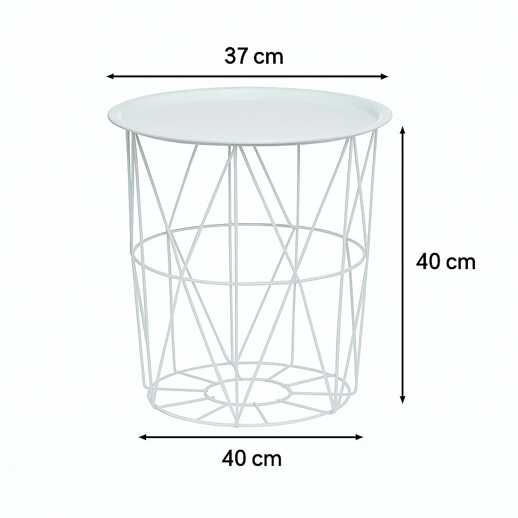 Masuta cafea cu depozitare Atmosphera Kumi, otel, 37x40 cm, alb