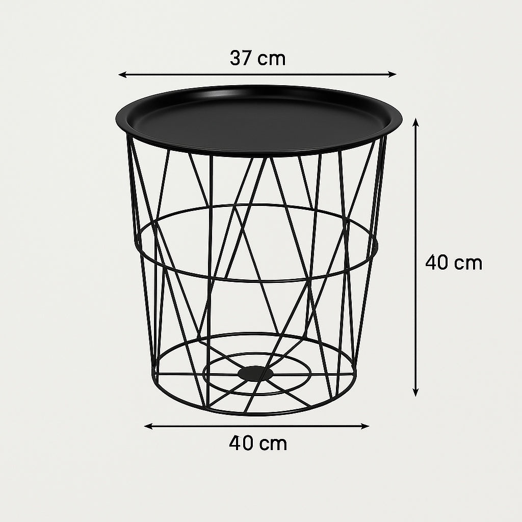 Masuta cafea cu depozitare Atmosphera Kumi, otel, 37x40 cm, negru