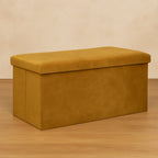 Taburet pliabil Atmosphera Lilou cu spatiu depozitare 80L, 76x38x38 cm, galben mustar