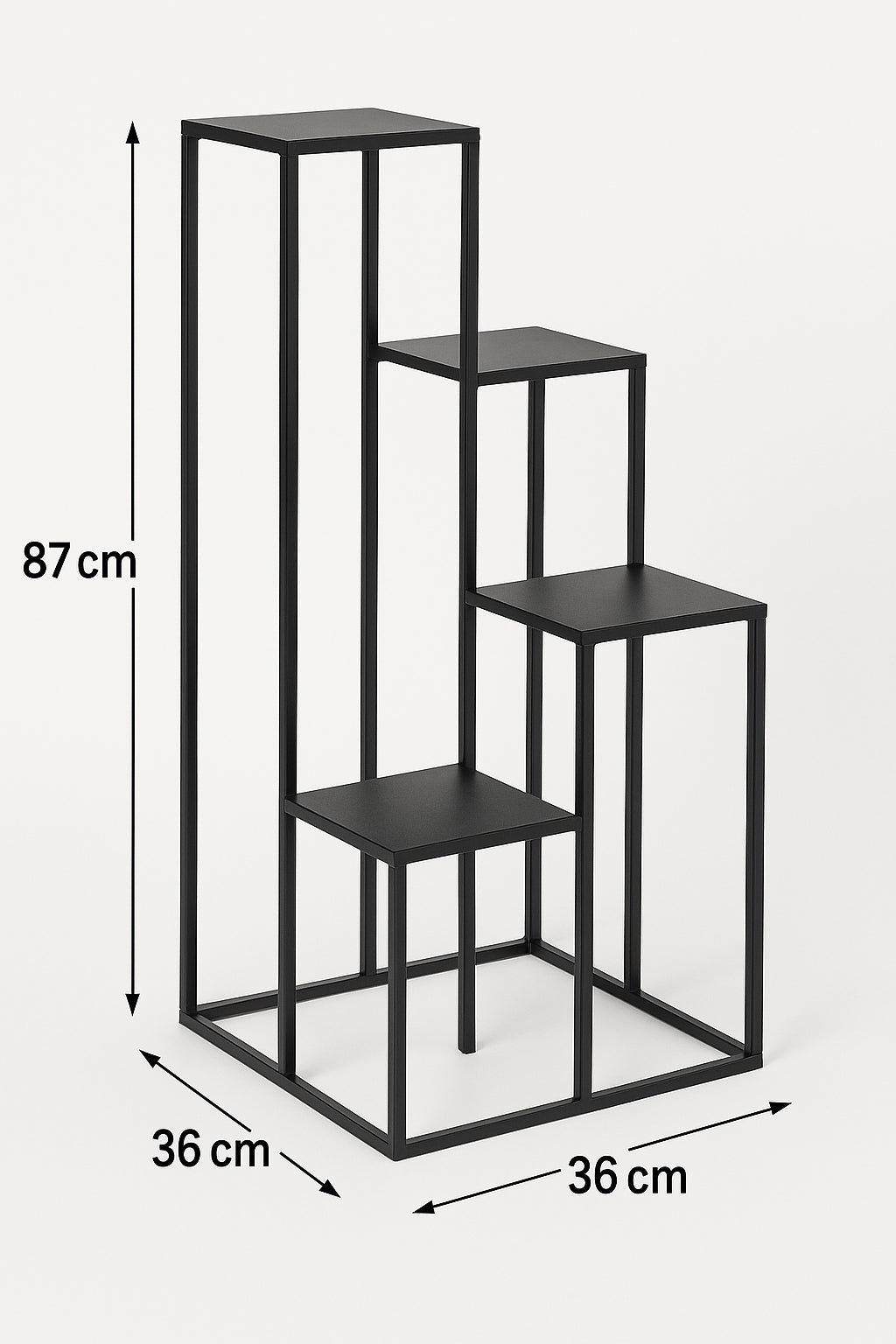 Suport plante Atmosphera cu 4 niveluri, structura metalica, 36x36x87 cm, negru