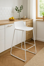 Scaun bar Atmosphera Otac, 47x49x83 cm, polipropilena si metal, alb