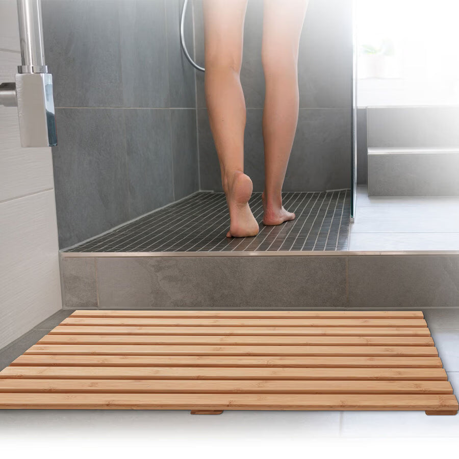 Gratar pentru dus 5Five Ilyan, din bambus, antiderapant, 68x50 cm, natur
