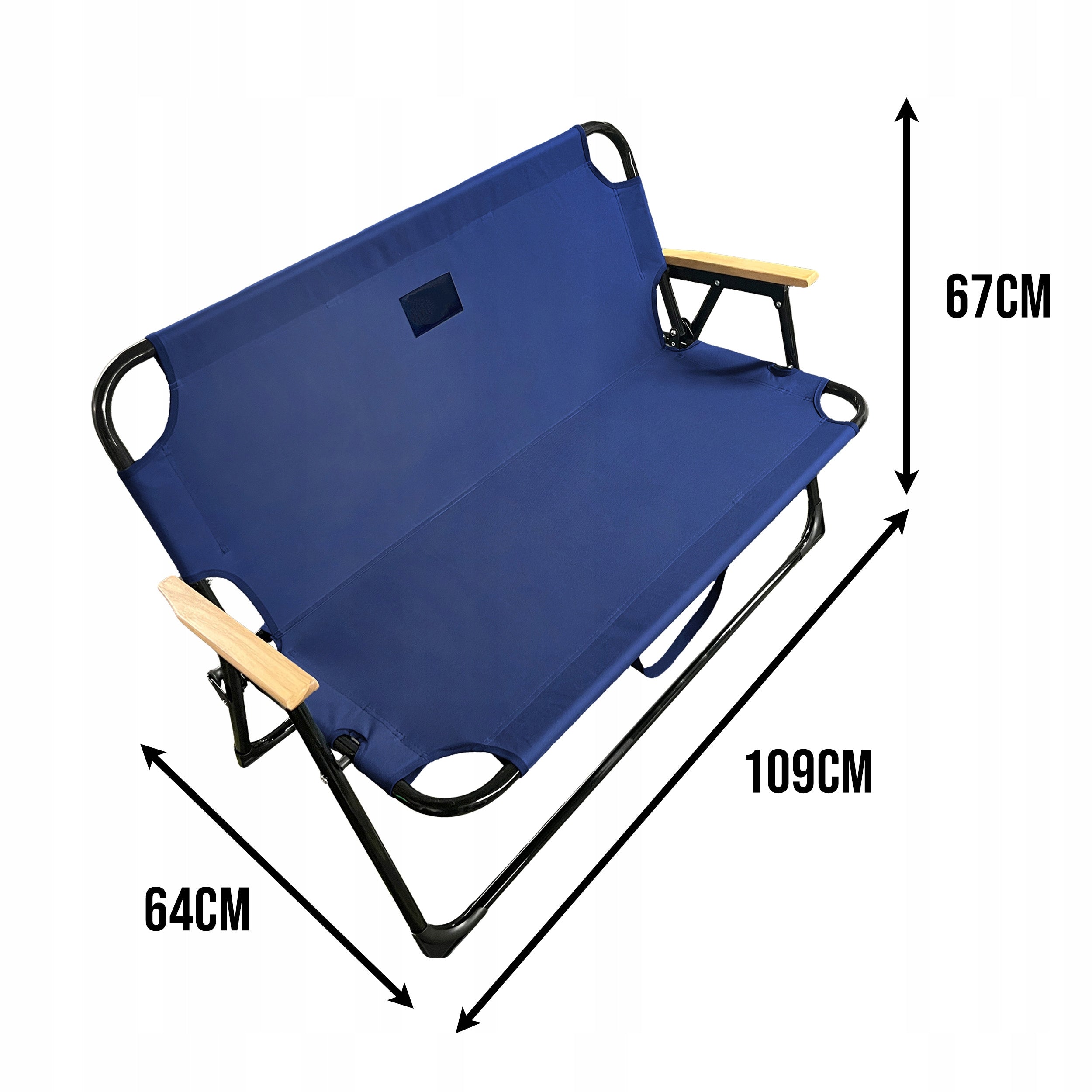 Bancuta pliabila dubla pentru terasa si gradina, structura metalica, 109x64x67 cm, albastru