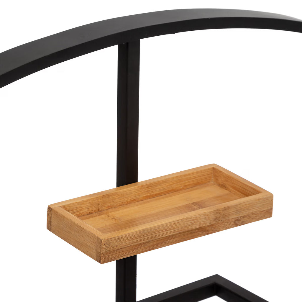 Suport haine valet 5Five Bamboo din otel si bambus, 44x22x114 cm, negru