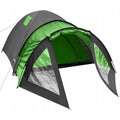 Cort camping 4 persoane cu antreu, impermeabil 3000 mm, 450x210x150 cm, negru si verde