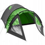 Cort camping 4 persoane cu antreu, impermeabil 3000 mm, 450x210x150 cm, negru si verde
