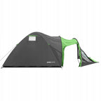 Cort camping 4 persoane cu antreu, impermeabil 3000 mm, 450x210x150 cm, negru si verde