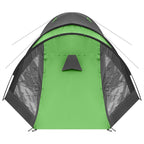 Cort camping 4 persoane cu antreu, impermeabil 3000 mm, 450x210x150 cm, negru si verde