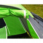Cort camping 4 persoane cu antreu, impermeabil 3000 mm, 450x210x150 cm, negru si verde