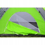 Cort camping 4 persoane cu antreu, impermeabil 3000 mm, 450x210x150 cm, negru si verde