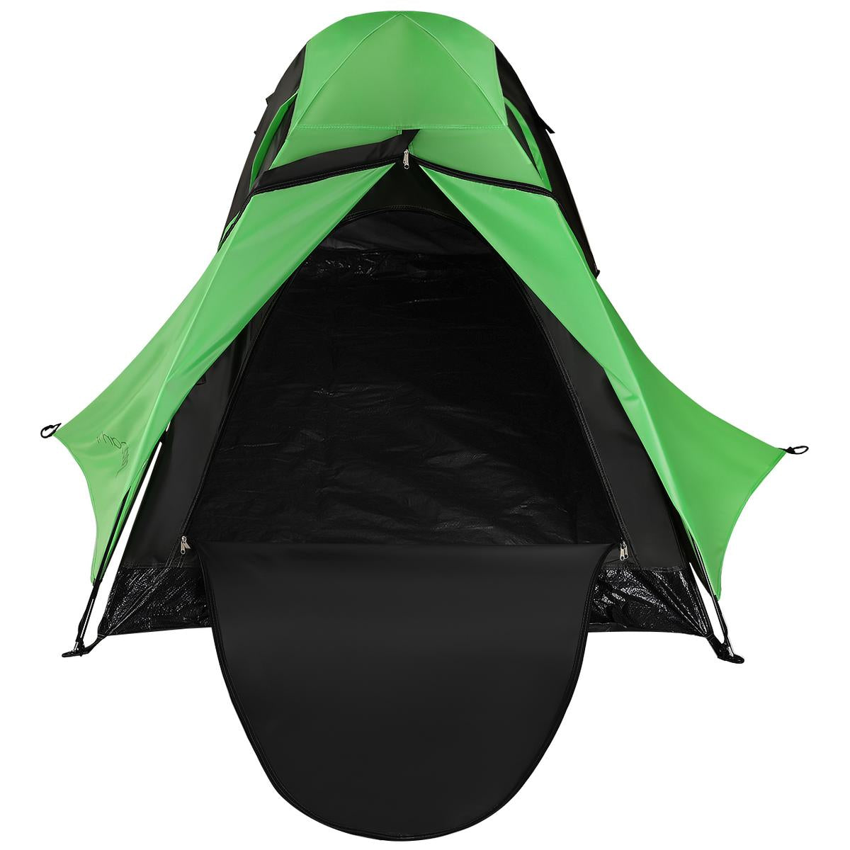 Cort camping 2 persoane, cu plasa anti-insecte, impermeabil 1000 mm, 260x120x100 cm, verde