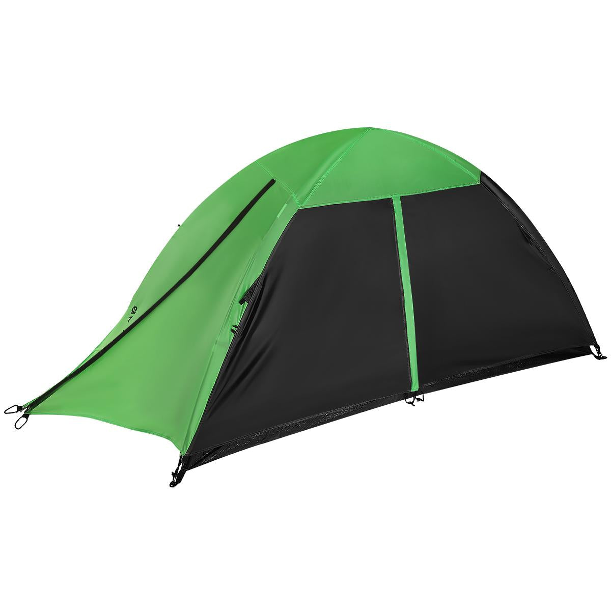 Cort camping 2 persoane, cu plasa anti-insecte, impermeabil 1000 mm, 260x120x100 cm, verde