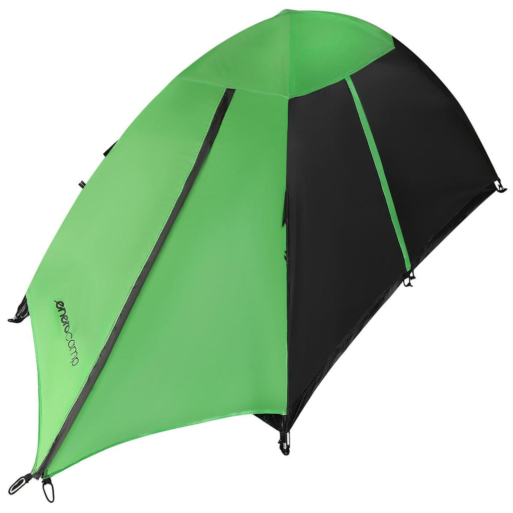 Cort camping 2 persoane, cu plasa anti-insecte, impermeabil 1000 mm, 260x120x100 cm, verde
