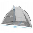 Cort plaja pentru 2 persoane, cu protectie UV si podea izolanta, 200x120x120 cm, albastru