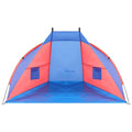 Cort plaja pentru 2 persoane, cu protectie UV si podea izolanta, 200x120x120 cm, albastru si roz