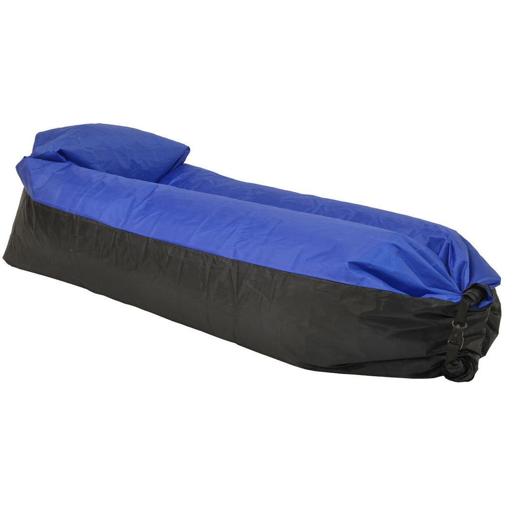 Saltea gonflabila pentru plaja cu pliere rapida, maxim 180kg, 180x70x50 cm, bleumarin si negru