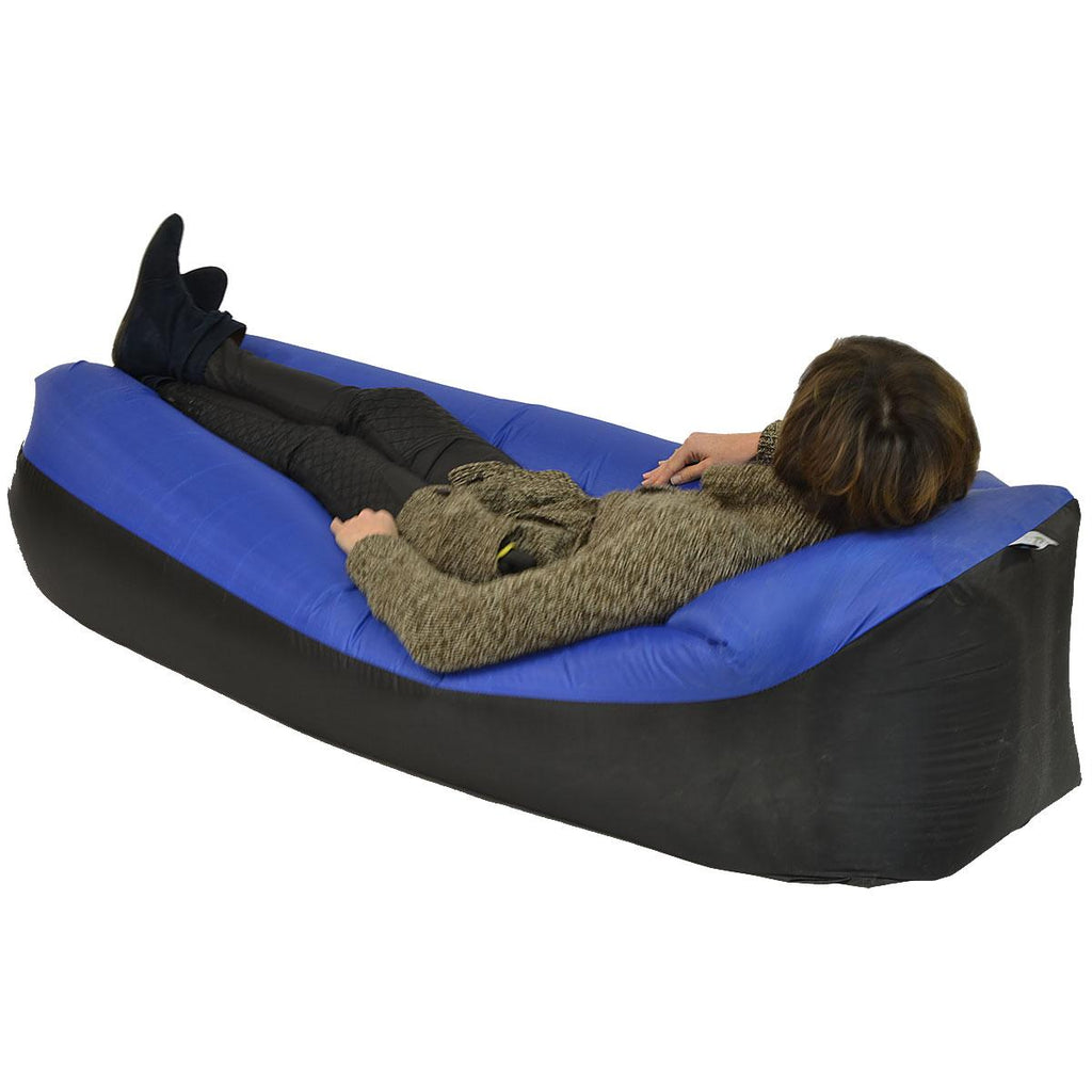 Saltea gonflabila pentru plaja cu pliere rapida, maxim 180kg, 180x70x50 cm, bleumarin si negru