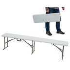 Banca pliabila pentru evenimente si catering, 183x28x43 cm, din HDPE si otel, alb