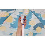 Umbrela de plaja 160 cm cu structura metalica, inclinare reglabila si husa transport, albastru si galben